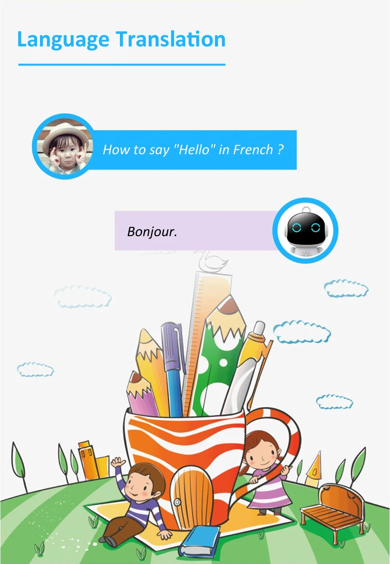 Tuya Smart AI Robot Multilingual WiFi Early Education Toys for Children Speech Recognition & Voice Interactive Educational Learning Machine