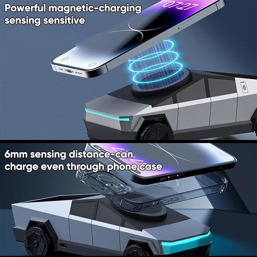 3 in 1 Charging Station Cybertruck Magnetic Wireless Charger for iPhone 16/15/14/13/12 Series for Watch 10 9 8 7 6 for Airpods