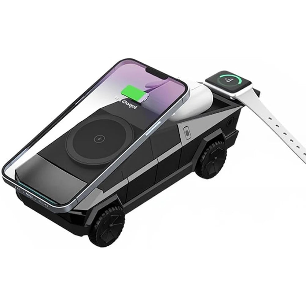 3 in 1 Charging Station Cybertruck Magnetic Wireless Charger for iPhone 16/15/14/13/12 Series for Watch 10 9 8 7 6 for Airpods