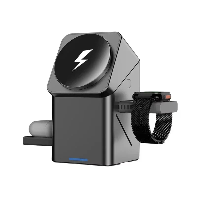 15W Qi2 3 In 1 Touch Autorotation Magsafe Magnetic Wireless Charger For Android iPhone iWatch Airpods Fast Charging Dock Station